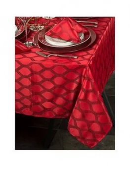 Waterside 9 Piece Red Geo Christmas Table Linen Set