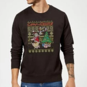 Cow and Chicken Cow And Chicken Pattern Christmas Sweatshirt - Black - XXL