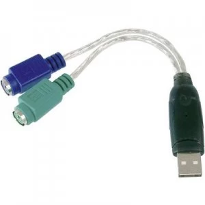 Digitus USB / PS/2 Keyboard/mouse Cable [1x USB 2.0 connector A - 2x PS/2 socket] 10.00cm Transparent