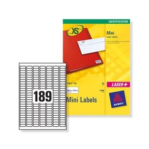 Avery J8658-25 Mini Inkjet Labels 25.4 x 10mm White A4 Pack of 4725 Labels
