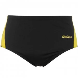WaiKoa 15cm Swimming Brief Mens - Black/Yellow