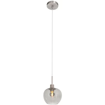 Sienna Lighting - Sienna Lotus Dome Pendant Ceiling Lights Steel Brushed, Glass Transparent Grey
