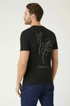 Black Short Sleeve Stockholm Print T-Shirt