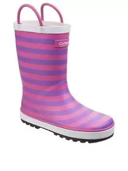 Cotswold Girls Pink Stripe Wellington Boots, Pink, Size 13 Younger