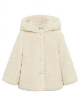 Mango Girls Faux Fur Hooded Coat - Cream, Size 13-14 Years, Women