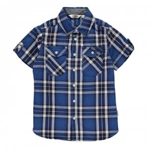 Lee Cooper Short Sleeve Check Shirt Junior Boys - Navy/Royal/Whte