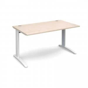 TR10 Straight Desk 1400mm x 800mm - White Frame maple Top