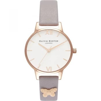 Embellished Butterfly Strap Midi Dial Grey Lilac & Rose Gold Watch