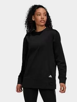 adidas AEROREADY Crewneck Sweatshirt - Black/White, Size 2Xs, Women