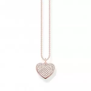 Sterling Silver Rose Gold Plated White Heart Necklace KE2127-416-14-L45V