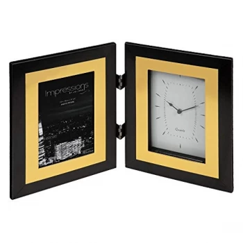 4" x 6" - Impressions Photo Frame & Clock - Black & Gold