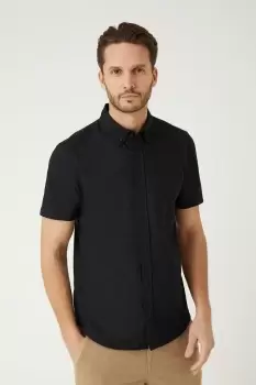Mens Black Short Sleeve Oxford Shirt