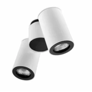 Pipe ceiling light, aluminum, white and black, 2 shades