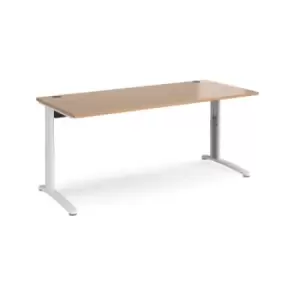 Office Desk Wheelchair Friendly Rectangular Desk 1800mm Beech Tops With White Frames TR10