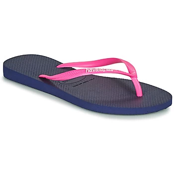 Havaianas SLIM LOGO womens Flip flops / Sandals (Shoes) in Blue / 3,4 / 5,39 / 40,7.5,1 / 2 kid