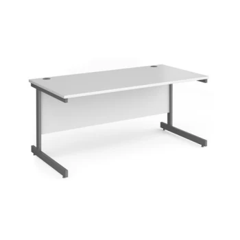 Office Desk 1600mm Rectangular Desk With Cantilever Leg White Tops With Graphite Frames Contract 25