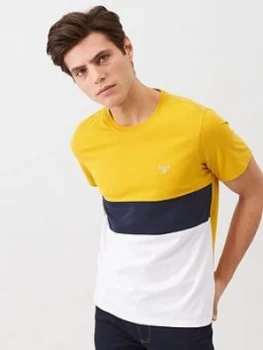 Barbour Colour Block Logo T-Shirt - Yellow, Gold, Size L, Men
