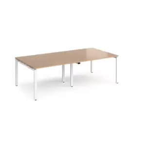 Dams Adapt rectangular boardroom table 2400mm x 1200mm - white frame, beech top