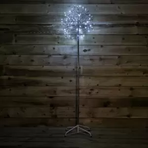 1.8m Silver Firework Outdoor Christmas Tree with 72 Static 24 Flashing White LEDs