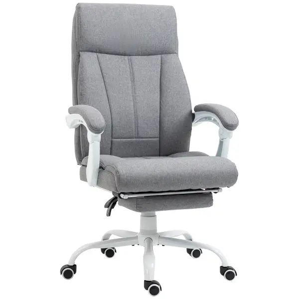 VINSETTO Executive Office Chair with Arm Footrest Linen Feel Fabric Grey