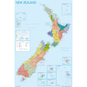 New Zealand Map Maxi Poster