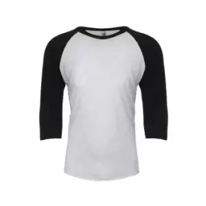 Next Level Adults Unisex Tri-Blend 3/4 Sleeve Raglan T-Shirt (S) (Vintage Black/Heather White)