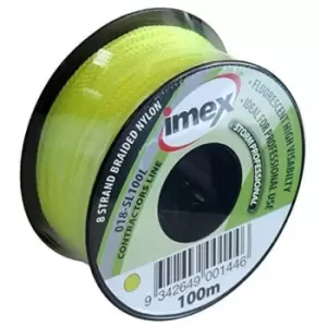 Lime 100m Stringline High Visibility Fluorescent 8 Strand Braided Nylon - Imex