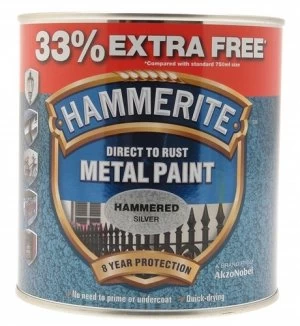 Hammerite Hammered 750ML+33% - Silver