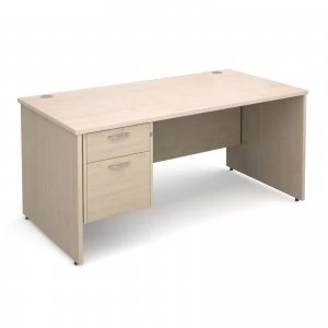 Maestro 25 PL Straight Desk With 2 Drawer Pedestal 1600mm - Maple pane