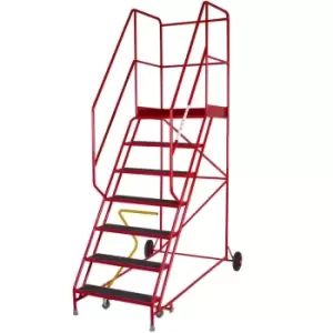 7 Tread HEAVY DUTY Mobile Warehouse Stairs Anti Slip Steps 2.58m Safety Ladder