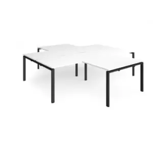 Bench Desk 4 Person With Return Desks 2800mm White Tops With Black Frames Adapt