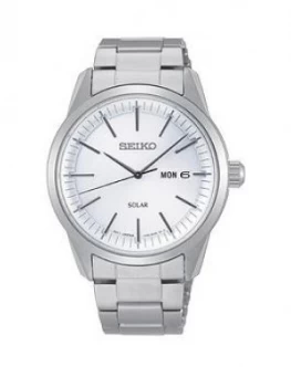 Seiko Seiko Silver And Blue Detail Daydate Dial Stainless Steel Bracelet Mens Watch