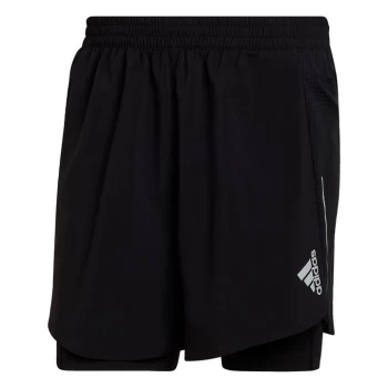 adidas Designed 4 Running Two-in-One Shorts Mens - Black