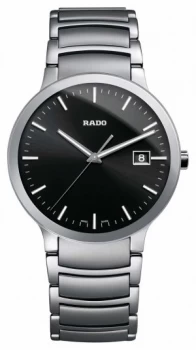 Rado Centrix L Mens Quartz Steel Bracelet Black Dial Watch