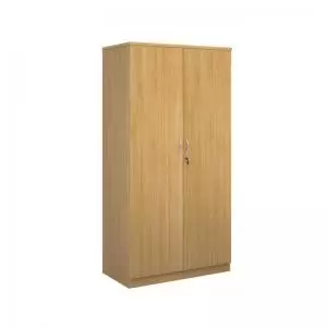 Deluxe double door cupboard 2000mm high with 4 shelves - oak