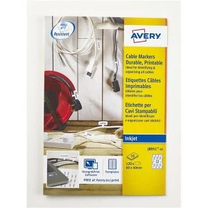 Avery J8951 Inkjet Cable Markers on A4 Sheets 120 Labels