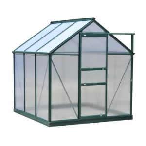 Outsunny Clear Polycarbonate Greenhouse Large Walk-In Green House Garden Plants Grow Galvanized Base Aluminium Frame w/ Slide Door (6ft x 6ft)