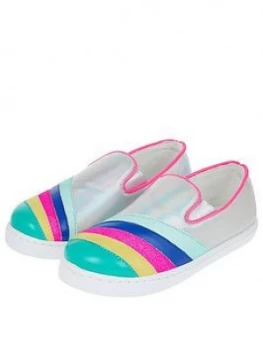 Accessorize Girls Rainbow Stripe Pumps - Multi, Size 13 Younger