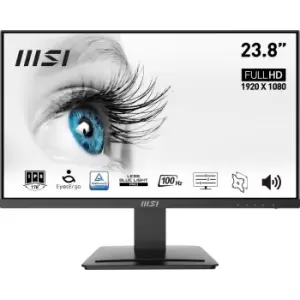 MSI Pro MP243X 23.8" Monitor, Full HD (1920 x 1080), 100Hz, IPS, 4ms, HDMI, DisplayPort, Built-in Speakers, Anti-Glare, Anti-F