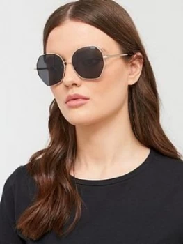 QUAY AUSTRALIA Quay Big Love Oversized Round Sunglasses, Gold, Women