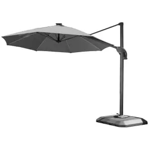 Norfolk Leisure One Box Grey Parasol 3m Round LED Cantilever with Water Filled Base