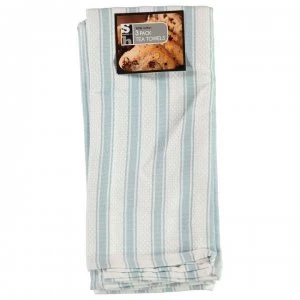 Daily Dining 3 Pack Lux Tea Towels - Aqua