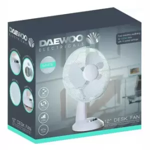 Daewoo COL1063GE 12 Desk Top Fan in White 3 Speed Settings