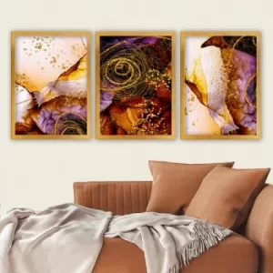 3AC165 Multicolor Decorative Framed Painting (3 Pieces)