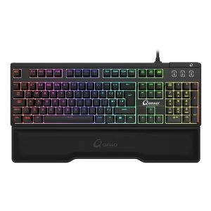 Qpad Mk-75 Pro Gaming Mechanical Cherry Brown Mx Keyboard with RGB Backlit and Wristrest Aluminium (UK Layout)
