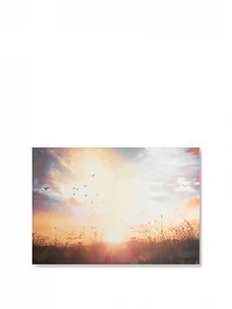 Art for the Home Serene Sunset Meadow Printed Canvas - One size - blue