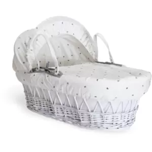 Clair de Lune Lullaby Hearts White Wicker Moses Basket