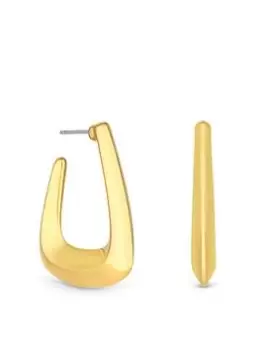 Jon Richard Jon Richard Recycled Gold Plated Angular Polished Hoop Earrings, Gold, Women