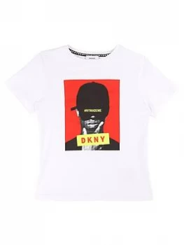 DKNY Boys Short Sleeve Graphic Print T-Shirt, White, Size 8 Years