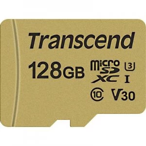 Transcend Premium 500S microSDXC card 128GB Class 10, UHS-I, UHS-Class 3, v30 Video Speed Class incl. SD adapter
